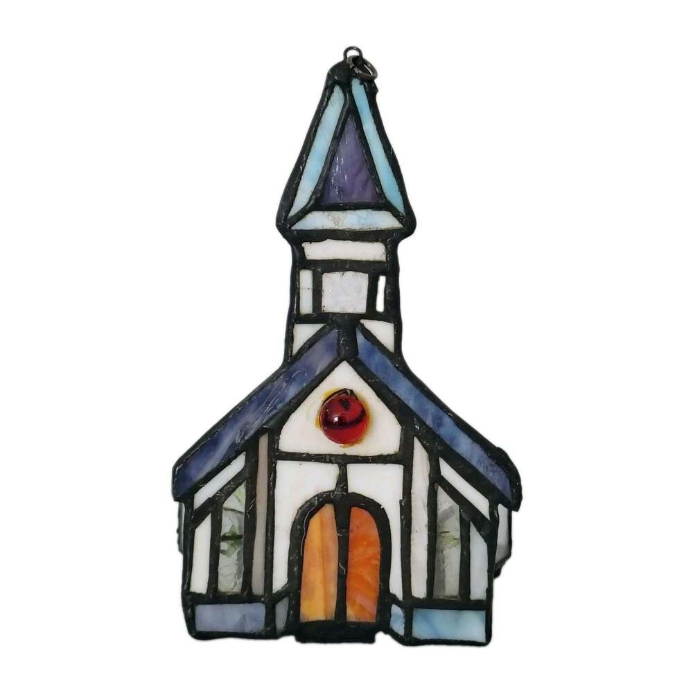 Vintage Stained Glass Church Chapel Candle Holder Suncatcher Christian Colorful